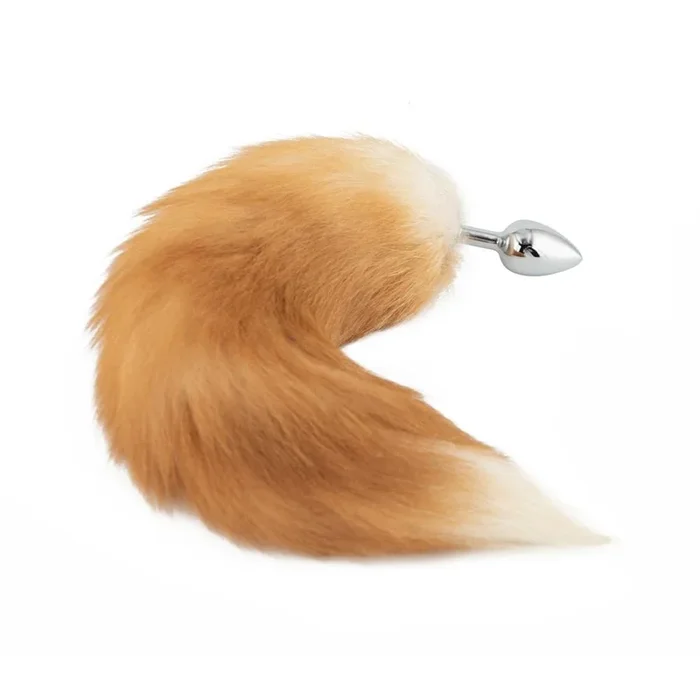 16 ” – 17 ” Light Brown Fox Tail Metal Butt Plug