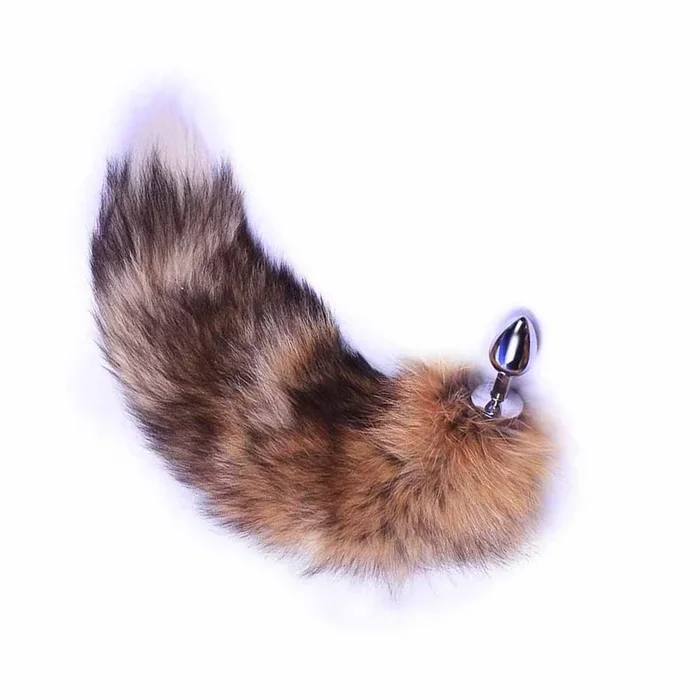 16 ” Tail Brown Fox 3 Untainted steel Butt Plug size useable