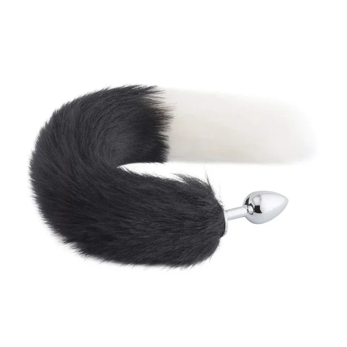18 ” Black With White Fox Tail Metal Plug