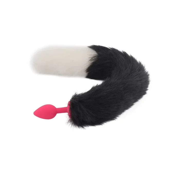 18 ” Black With White Fox Tail Silicone Plug