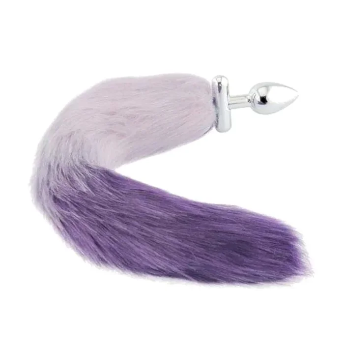 18 ” Shapeable White With Purple Fox Tail Metal Plug