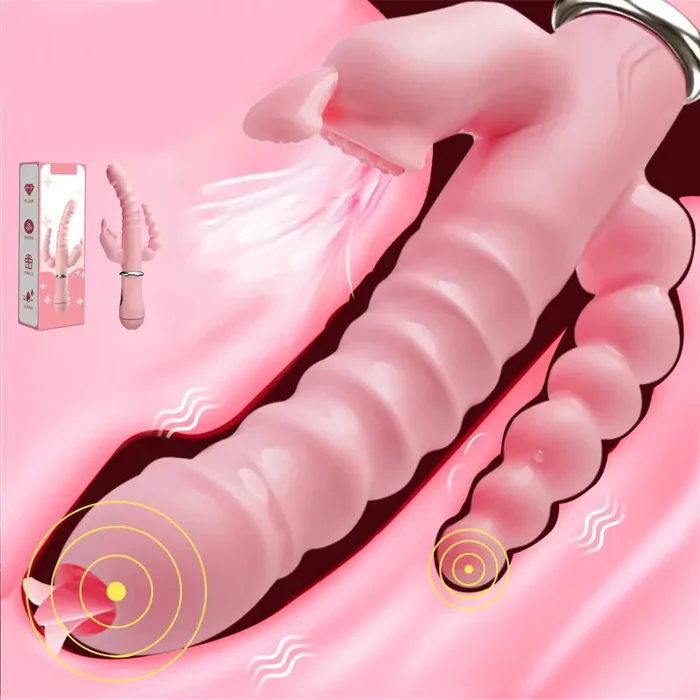 3 In 1 Dildo Rabbit Vibrator Waterproof USB Rechargeable Anal Clit Vibrator Sex Toys for Women