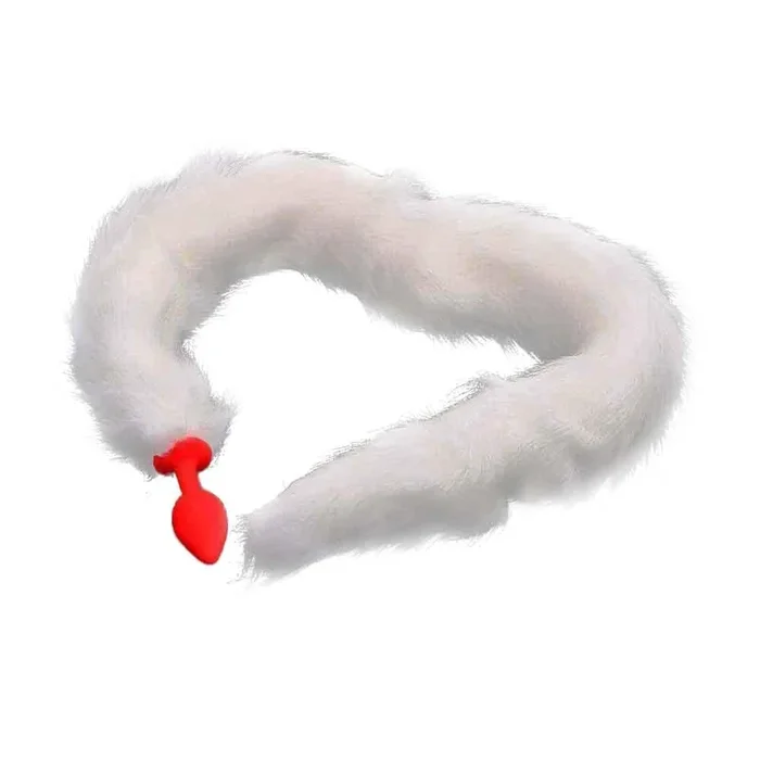 33 ” White Fox Tail Silicone Plug