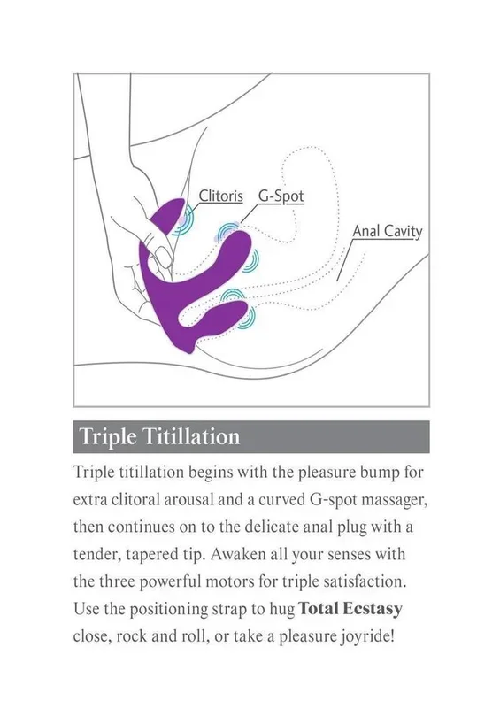 3Some Total Ecstasy Silicone Rechargeable Vibrator with Remote Control