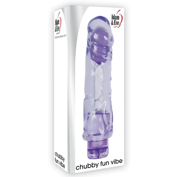 Adam & Eve Chubby Fun Vibrating 9 inch. Jelly Dildo Purple