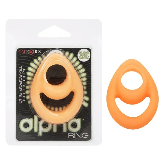 Alpha Glow-in-the-Dark Liquid Silicone Teardrop Ring – Orange