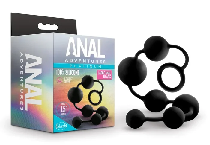 Anal Adventures Platinum Black 16-Inch Anal Retentive Beads