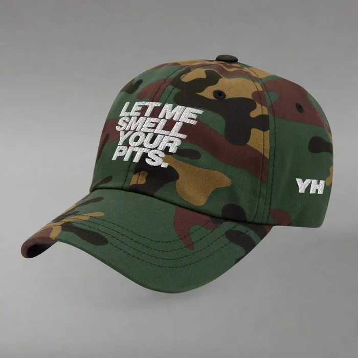 Army Of The Righteous Me Smell Your Pits Dad Hat by YES HOMO in Green Camo