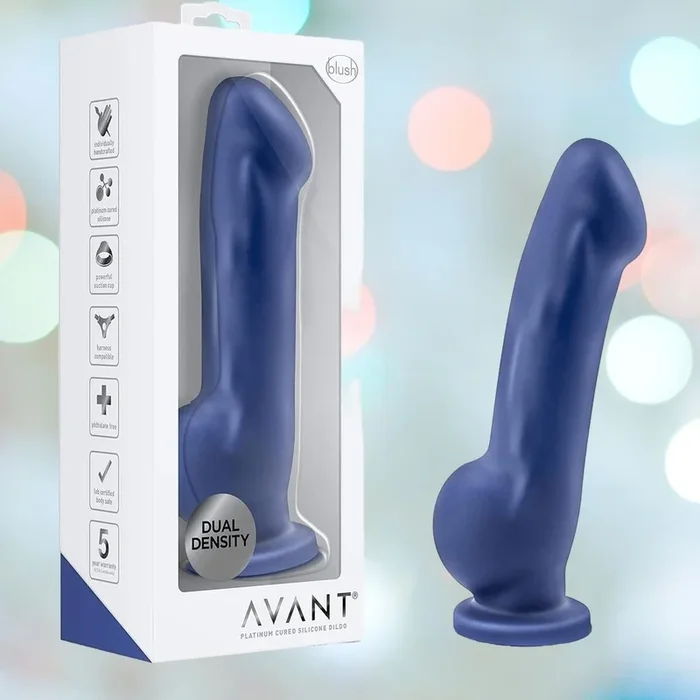 Avant D8 Ergo 7.5″ Non-Porous Silicone Dildo – Indigo
