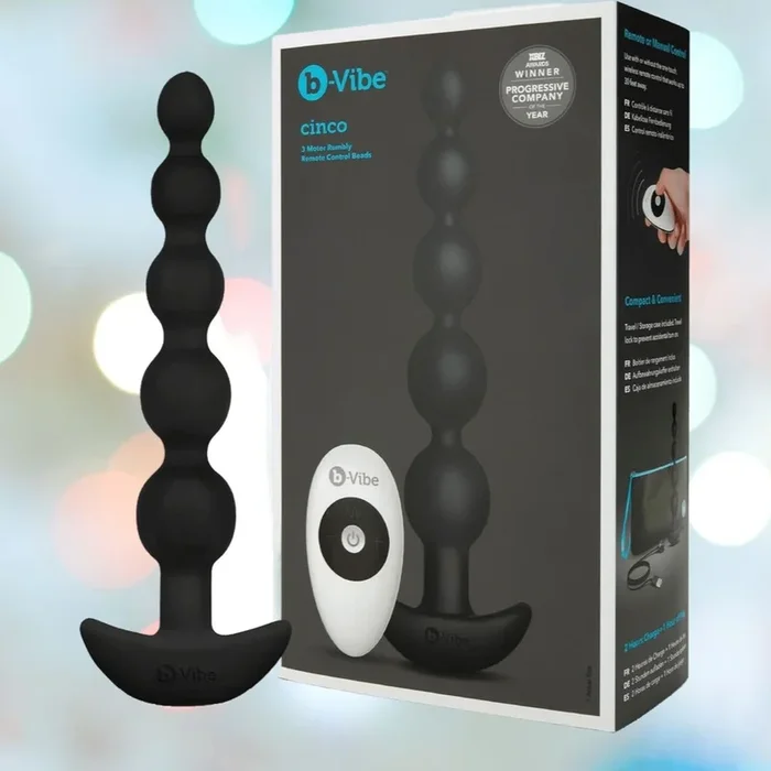 B-Vibe Cinco Beads XL Vibrating Anal Beads – Black