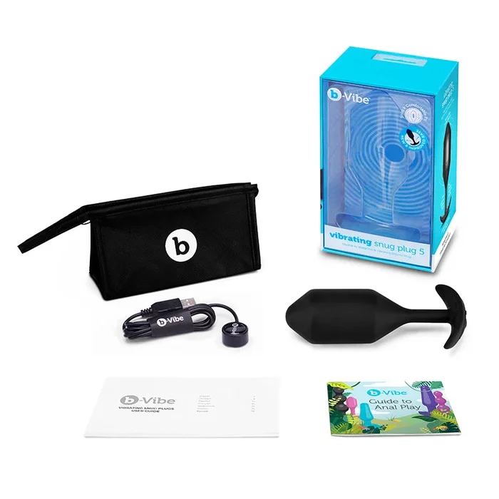 b-Vibe Oscillate Snug Plug 5 Rechargeable Weighted Silicone Anal Plug Black