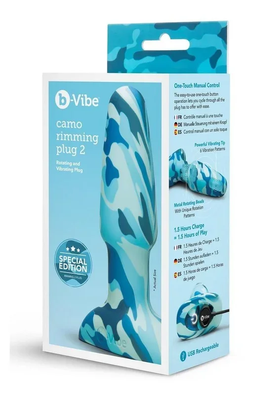 B-Vibe Rimming Plug 2 Rechargeable Silicone Anal Plug – Camo