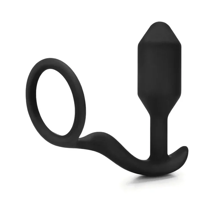 b-Vibe Snug & Tug Weighted Silicone & Penis Ring – 128 g Black