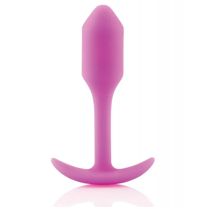B Vibe Weighted Snug Plug 1 55 Gram Fuchsia Seamless Silicone Anal Plug For Fullness And Comfort