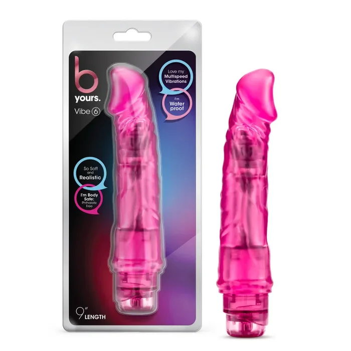B Yours By Blush® | Vibe 6 Realistic Pink 9.25-Inch Long Vibrating Dildo