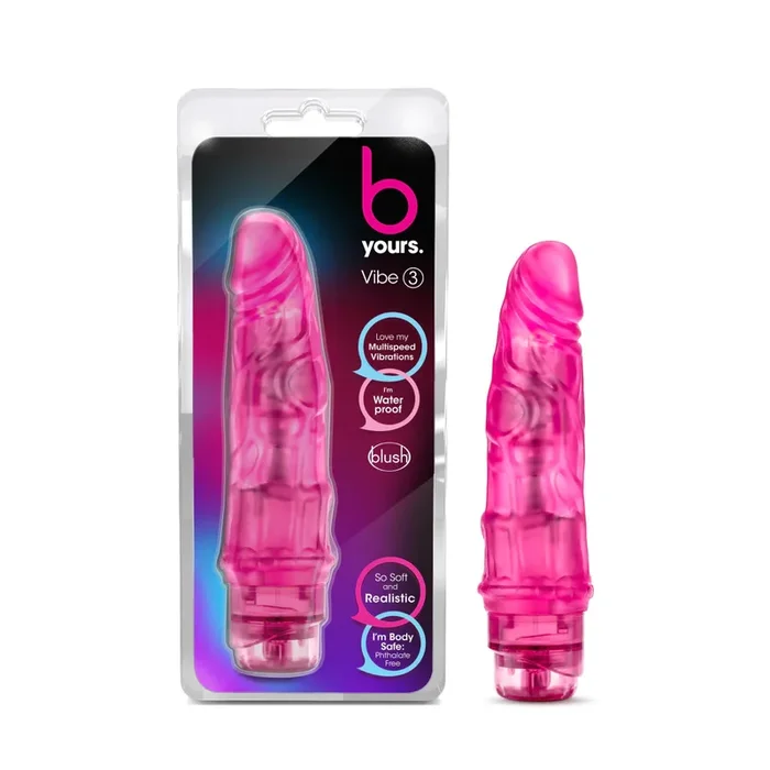 B Yours Vibe #3 Realistic Pink 7.25-Inch Long Resonate Dildo