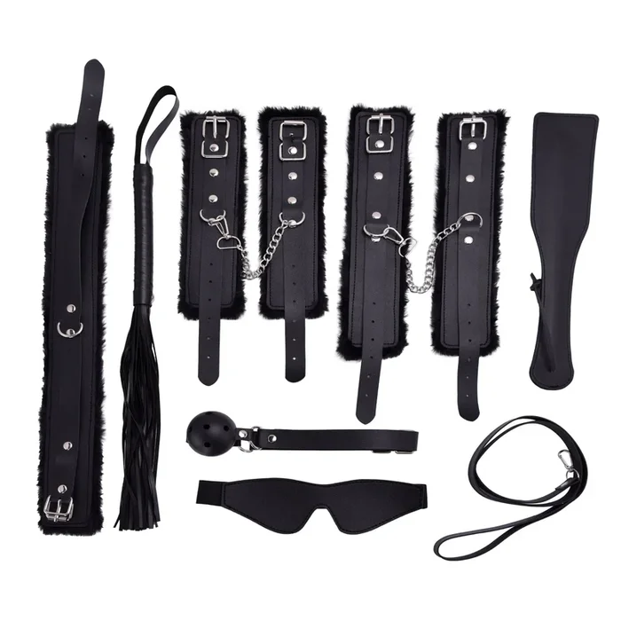 BEING FETISH 7 Pcs BDSM Bondage Restraints Kit Sex Toys Black