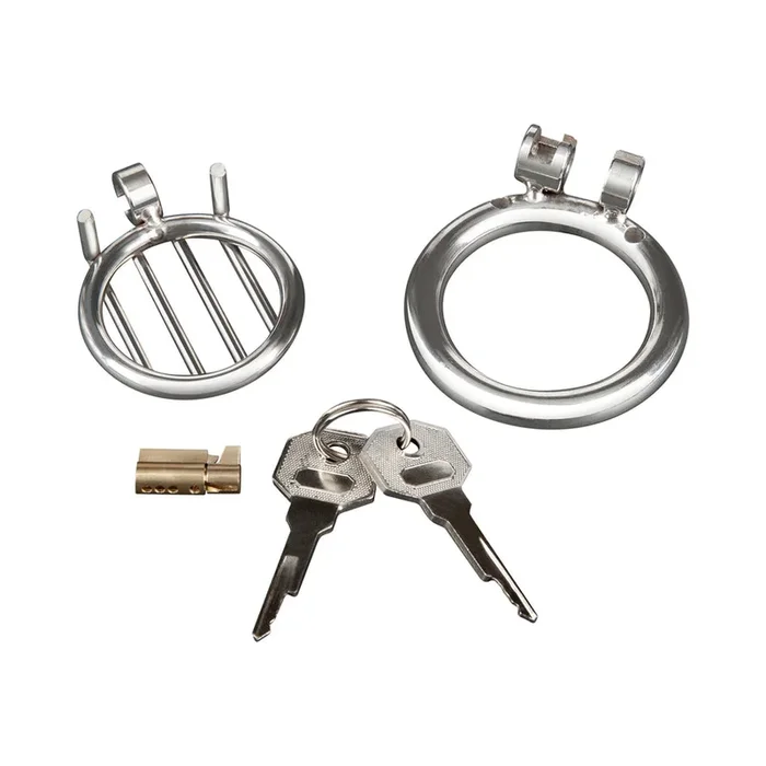 Blue Line Stainless Steel Inverted Micro Jail Time Role Play Penis Chastity Cage