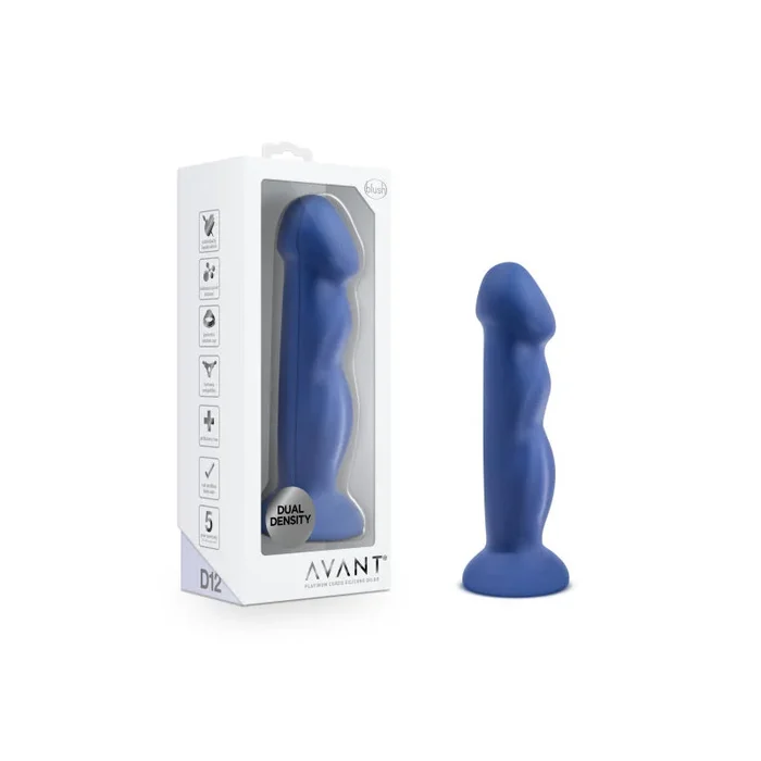 Blush Avant D12 Suko 8 Indiana. Dual Density Silicone Dildo with Suction Cup Indigo