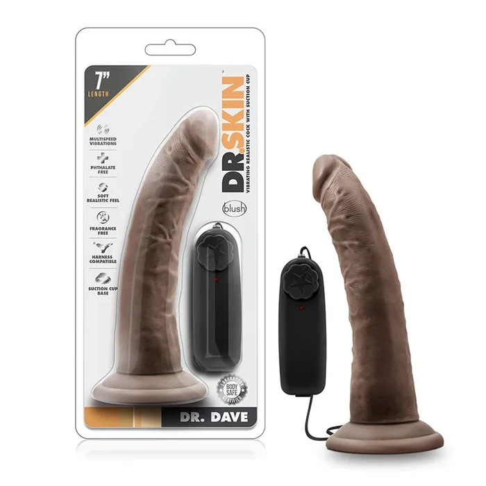 Blush Dr. Skin Dr. Dave Realistic 7 in. Vacillate Dildo with Suction Cup Brown