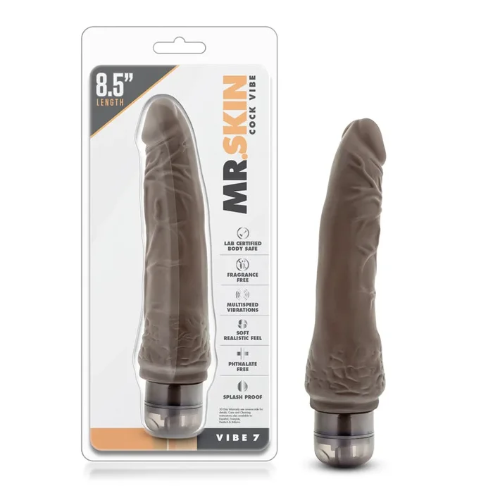Blush Dr. Skin Vibe 7 Realistic 8.5 in. Vibrating Dildo Brown