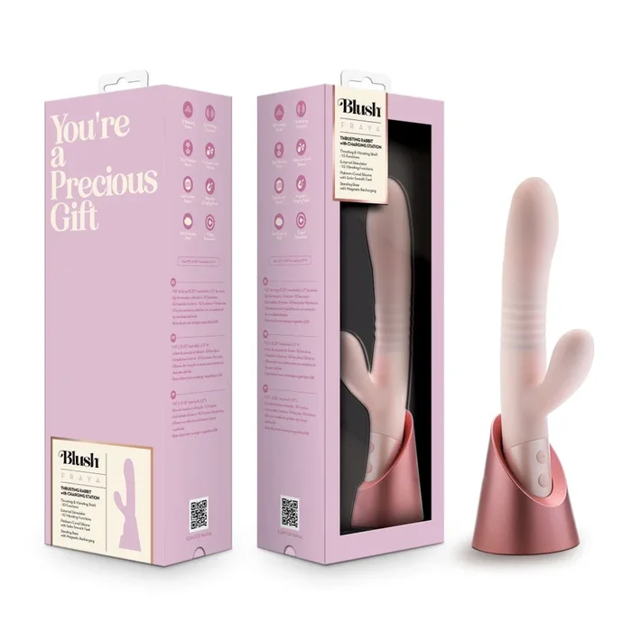 Blush | Fraya 9.5 Inch G Spot Clitoral Dual Stimulation Silicone Rabbit Vibrator With 10 Thrusting Vibrations – Pink