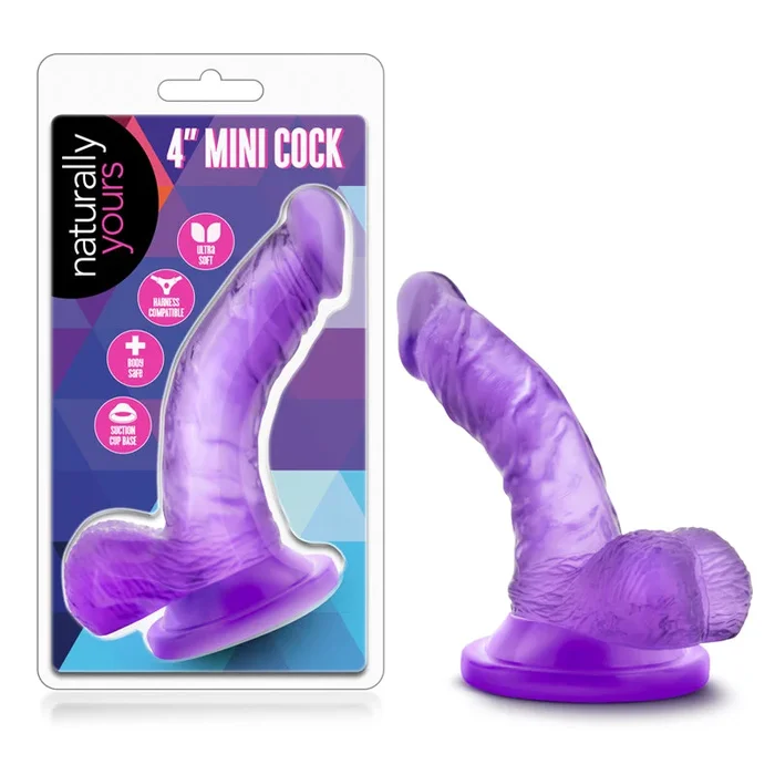 Blush Naturally Yours 4 Indiana. Miniskirt Cock Realistic Dildo with Balls & Suction Cup Purple