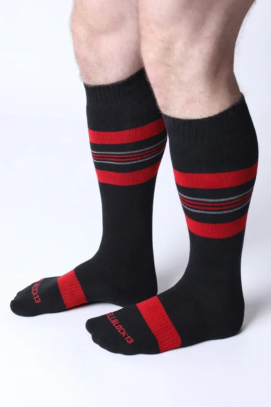 CELLBLOCK 13 Tight End Knee High Shadow Socks – Red