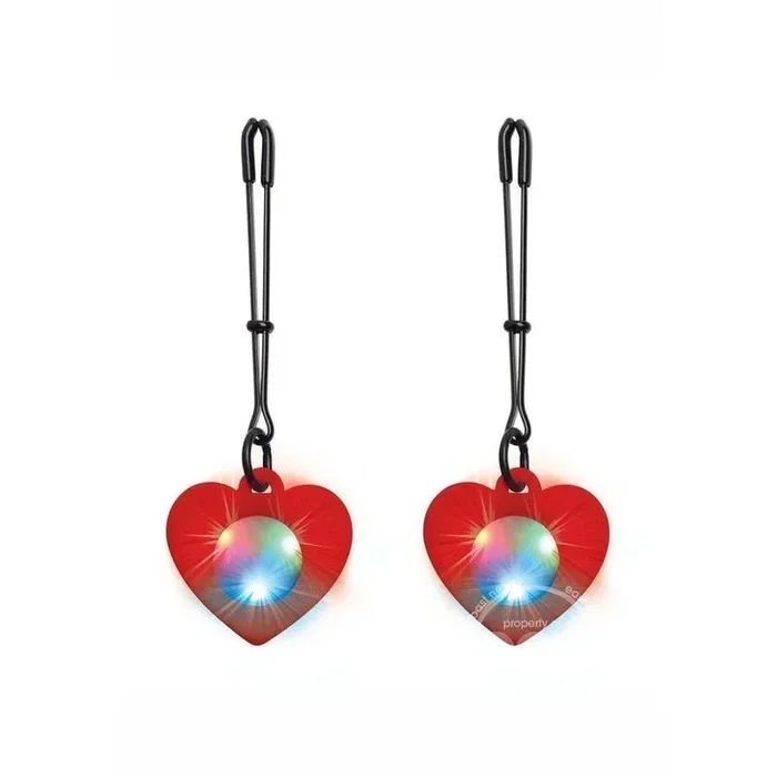 Charmed Silicone Light-Up Heart Tweezer Nipple Clamps