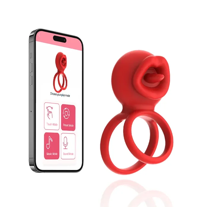 Cock Rings Clitoral Stimulator with Licking Mouth Pleasur with APP control