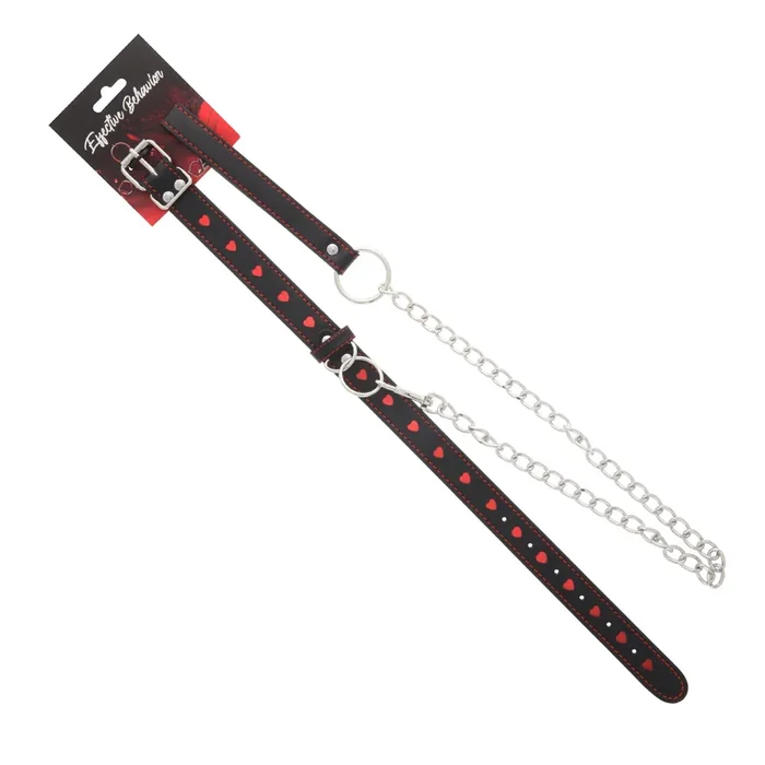 COLLAR BLACK/HEART PATTERN W/LEASH