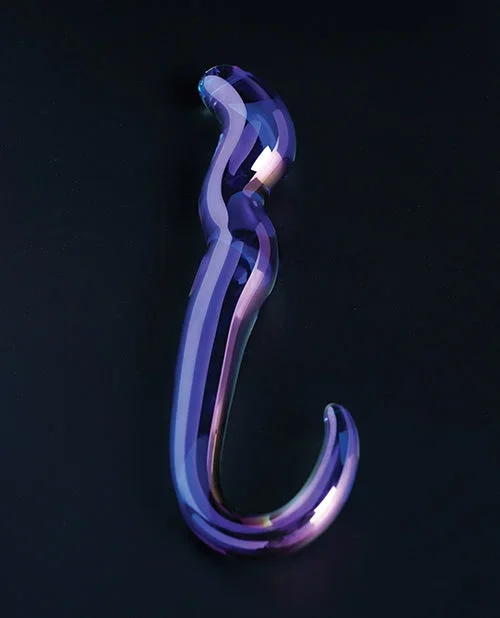 Cristal Blue Flame Curved Glass Dildo – Purple
