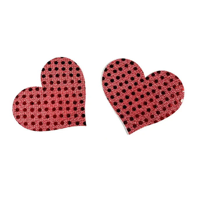 DOTTED LACE RED HEART PASTIES