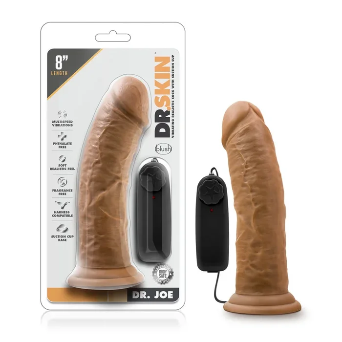 Dr. Skin – Dr. Joe – 8 Inch Tickle Cock With Suction Cup – Mocha
