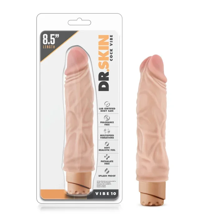 Dr. Skin By Blush® | Cock Vibe 10 Realistic Beige 8.5-Inch Long Vibrating Dildo