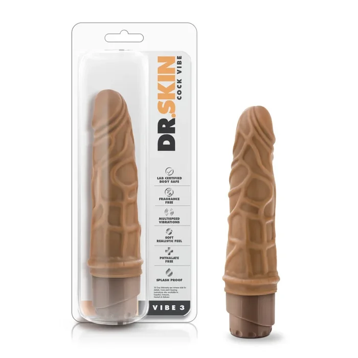 Dr. Skin By Blush® | Cock Vibe 3 Realistic Mocha 7.25-Inch Long Vibrating Dildo