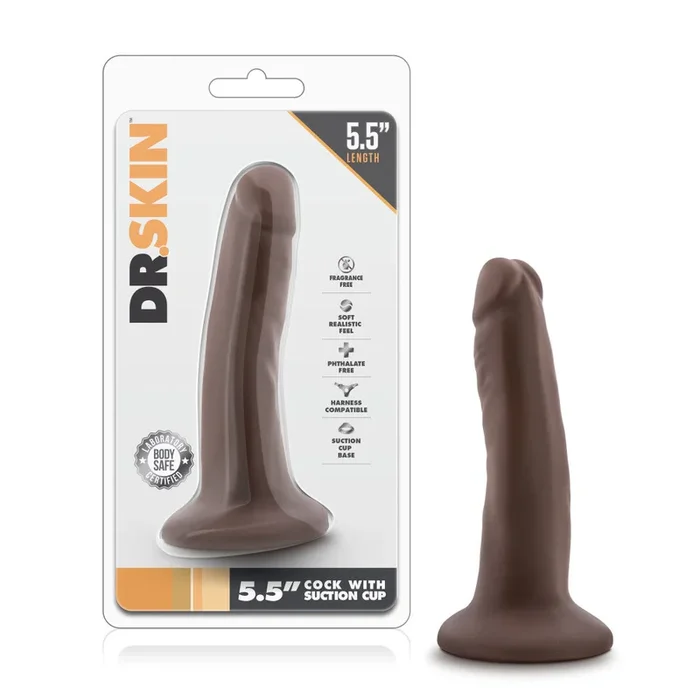 Dr. Skin By Blush® | Realistic Chocolate 5.5-Inch Long Dildo With Suction Cup Base