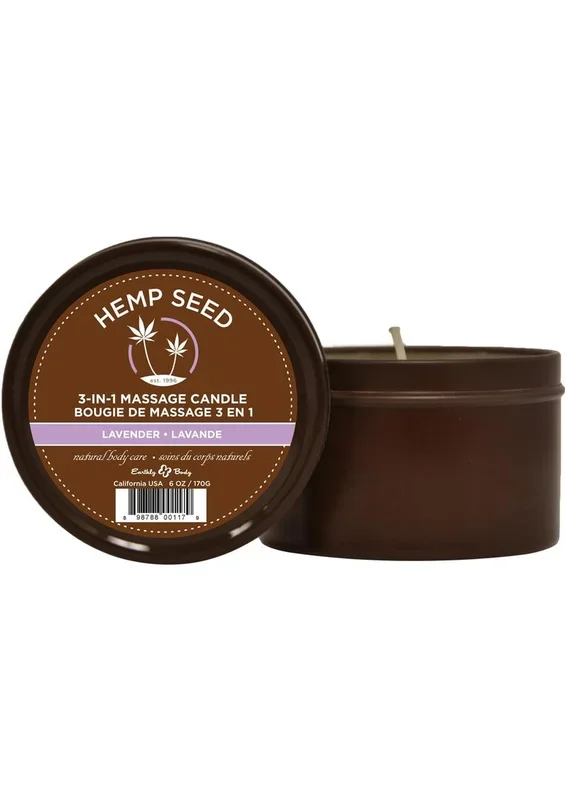 Earthly Body Hemp Seed 3 In 1 Massage Candle – Lavender