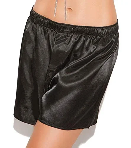 Elegant Moments Unisex Satin Boxer Shorts – Xl – Black