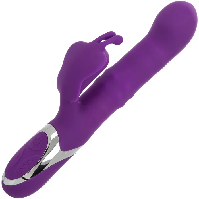 Enchanted Flutter Rechargeable Dual Stimulation Silicone Vibrator With Thrusting Tip & Rotate Beads By CalExotics