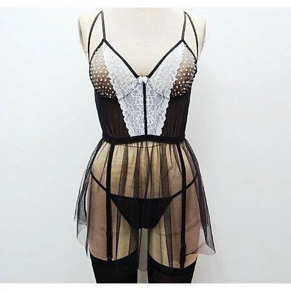 Escante Maid Babydoll Black/White