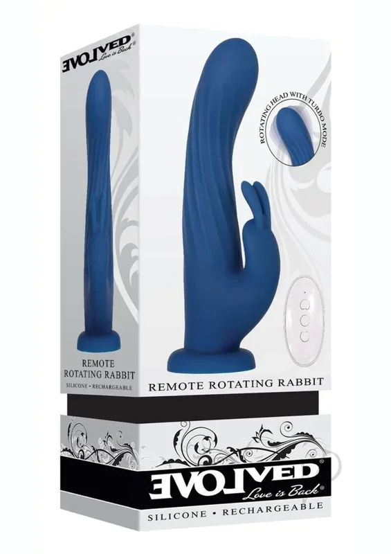 Evolved Love Is Back – Remote Rotating Silicone Rechargeable Rabbit – Blue