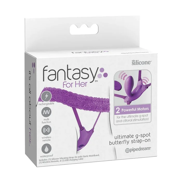 Fantasy For Her Ultimate G-Spot Butterfly Strap-On Rechargeable Remote-Controlled Silicone Wearable Vibrator