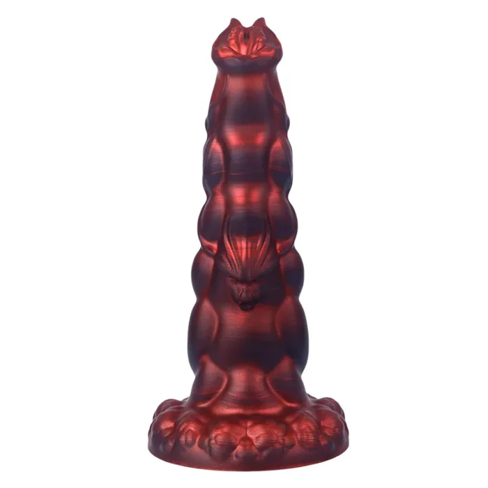 Fantasy Rippled Rider Platinum Silicone Dildo 14.8 Inch – Red