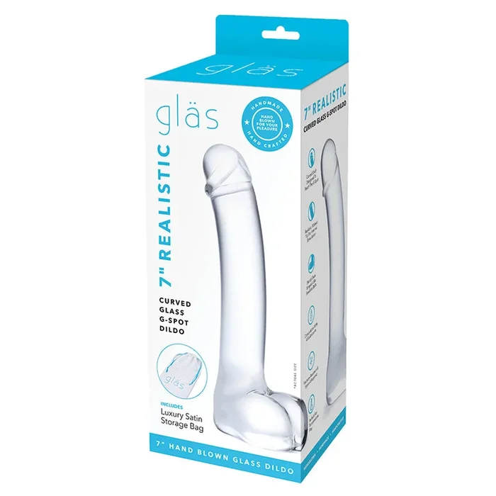Glas 7″ Realistic Curved Glass G-Spot Dildo