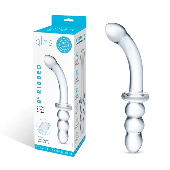 Gläs 8 ” Ribbed P-Spot Glass Dildo
