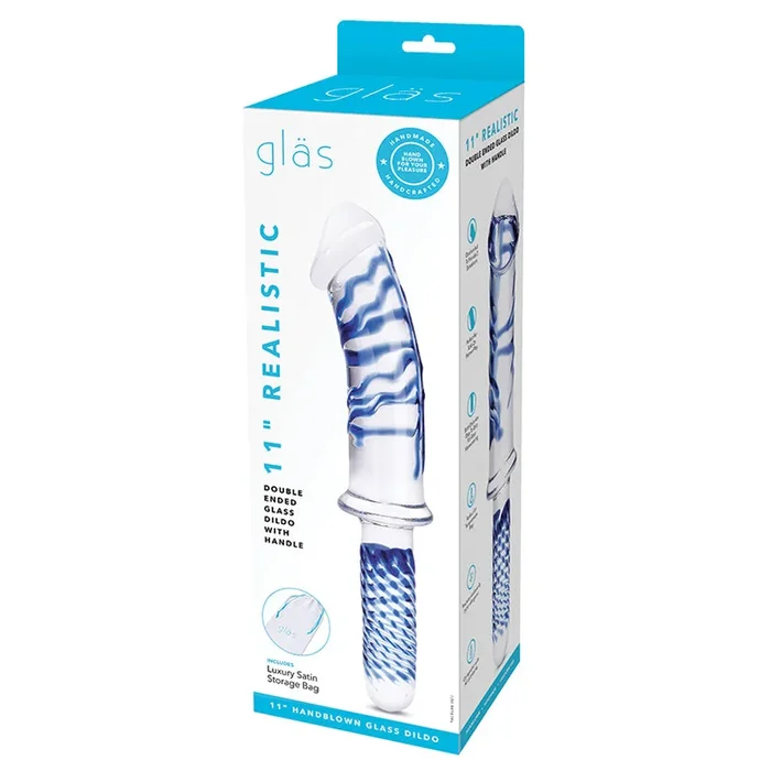 Glas Realistic Double Complete Glass Dildo with Handle 11