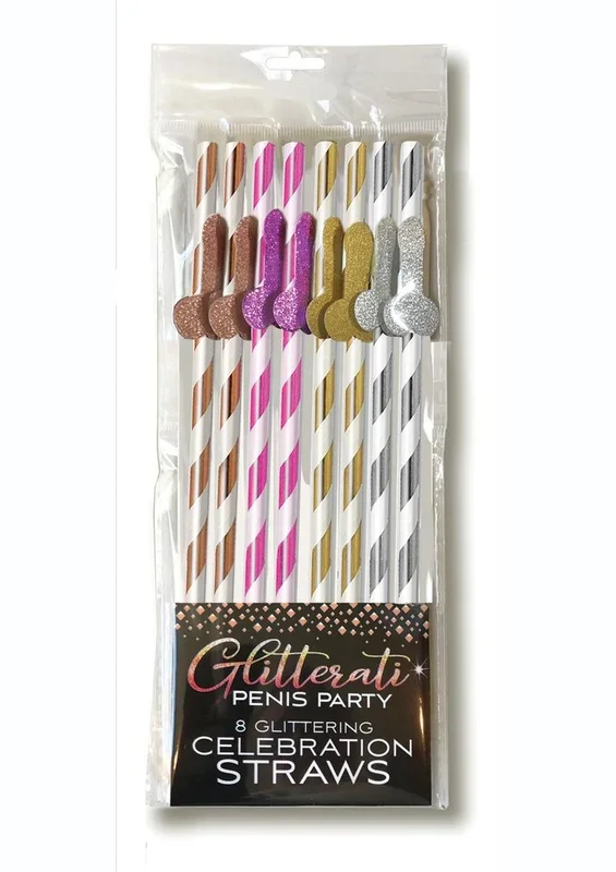 Glitterati Penis Party Tall Celebration Straws