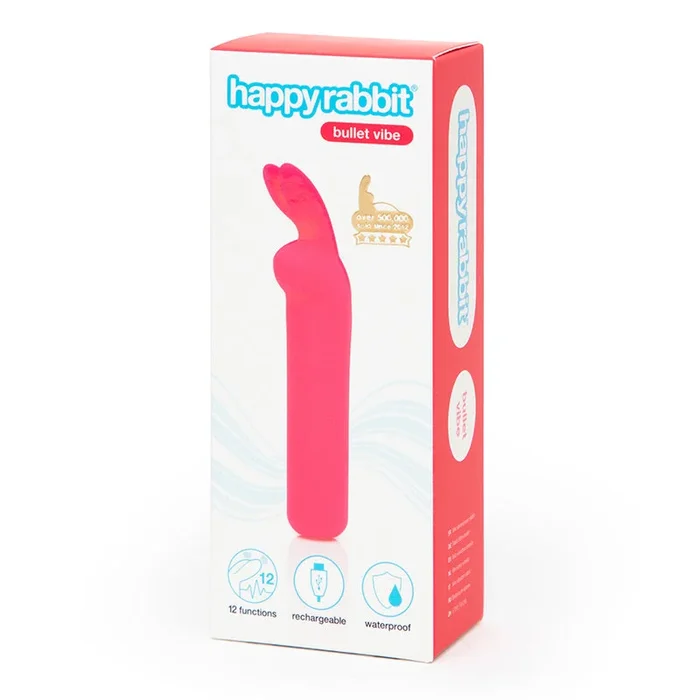 Happy Rabbit Rechargeable Silicone Bullet Vibrator With Ears Garden Pink