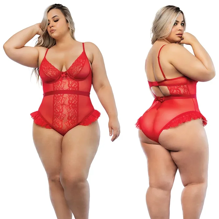 Hello Sexy The Vanessa Bodysuit Curvy-Tiger Lily 2X/3X-String Up